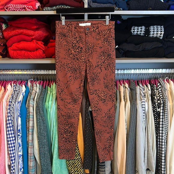 Ella Moss brown/black animal print skinny cropped jeans size 26 - Picture 1 of 3